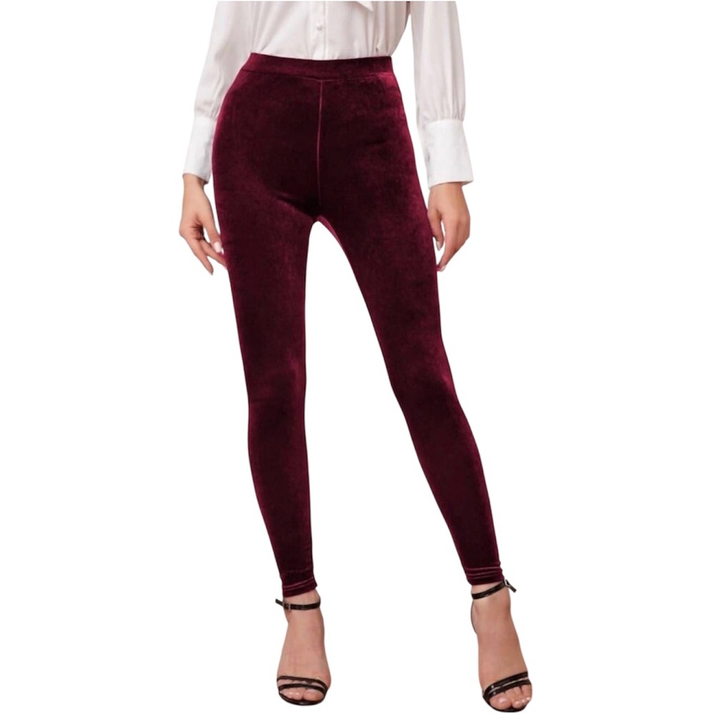 Spanx Women’s Velvet Leggings in Wine | Size Large